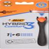 BIC Comfort 3 Refillable Three-Blade Disposable Razor for Men, Sensitive Skin Razor For a Comfortable Shave, 1 Handle and 6 Cartridges, 7 Piece Razor Set (Pack of 2) view 2