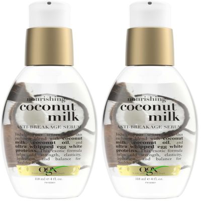 OGX Nourishing + Coconut Milk Anti-Breakage Serum, 4 Fl Oz (Pack of 2)