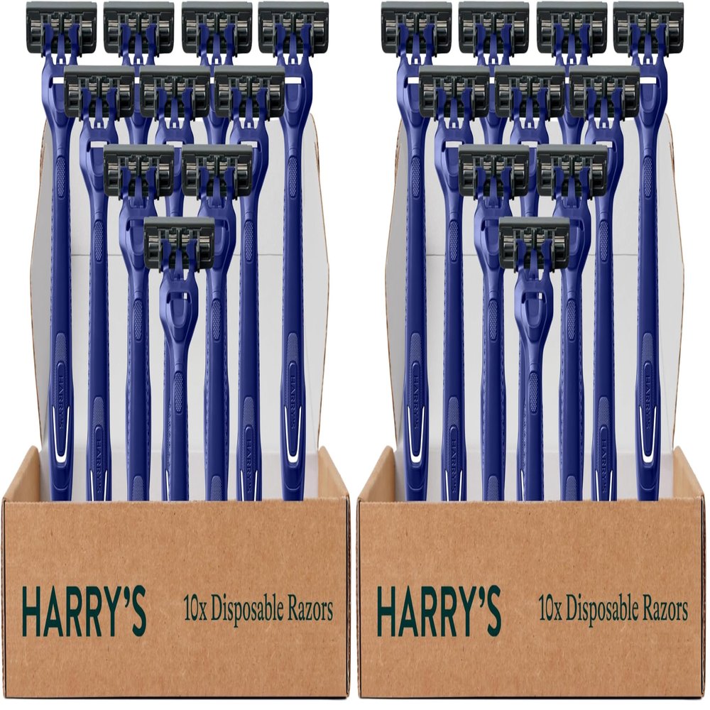Harry's Men's Disposable Razors, 3-Blade Razors with Lubricating Strip and Pivoting Head, 20 Count