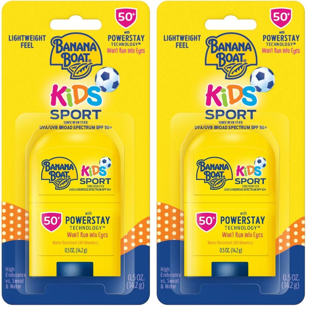 Banana Boat Kids Sport Sunscreen Stick SPF 50, 0.5oz | Travel Size Sunscreen, Childrens Sunscreen, Kids Sunblock, Oxybenzone Free Sunscreen for Kids, Mini Sunscreen SPF 50, 0.5oz (Pack of 2)