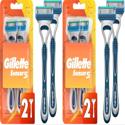 Gillette Sensor5 Men's Disposable Razors, 2 Count (Pack of 2)
