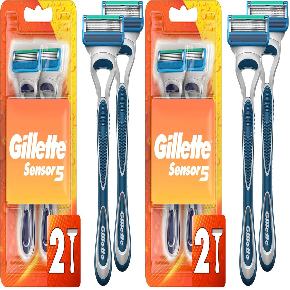 Gillette Sensor5 Men's Disposable Razors, 2 Count (Pack of 2)