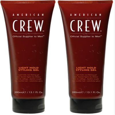 AMERICAN CREW Men's Hair Gel, Light Hold, Non-Flaking Styling Gel, 13.1 Fl Oz (Pack of 2)