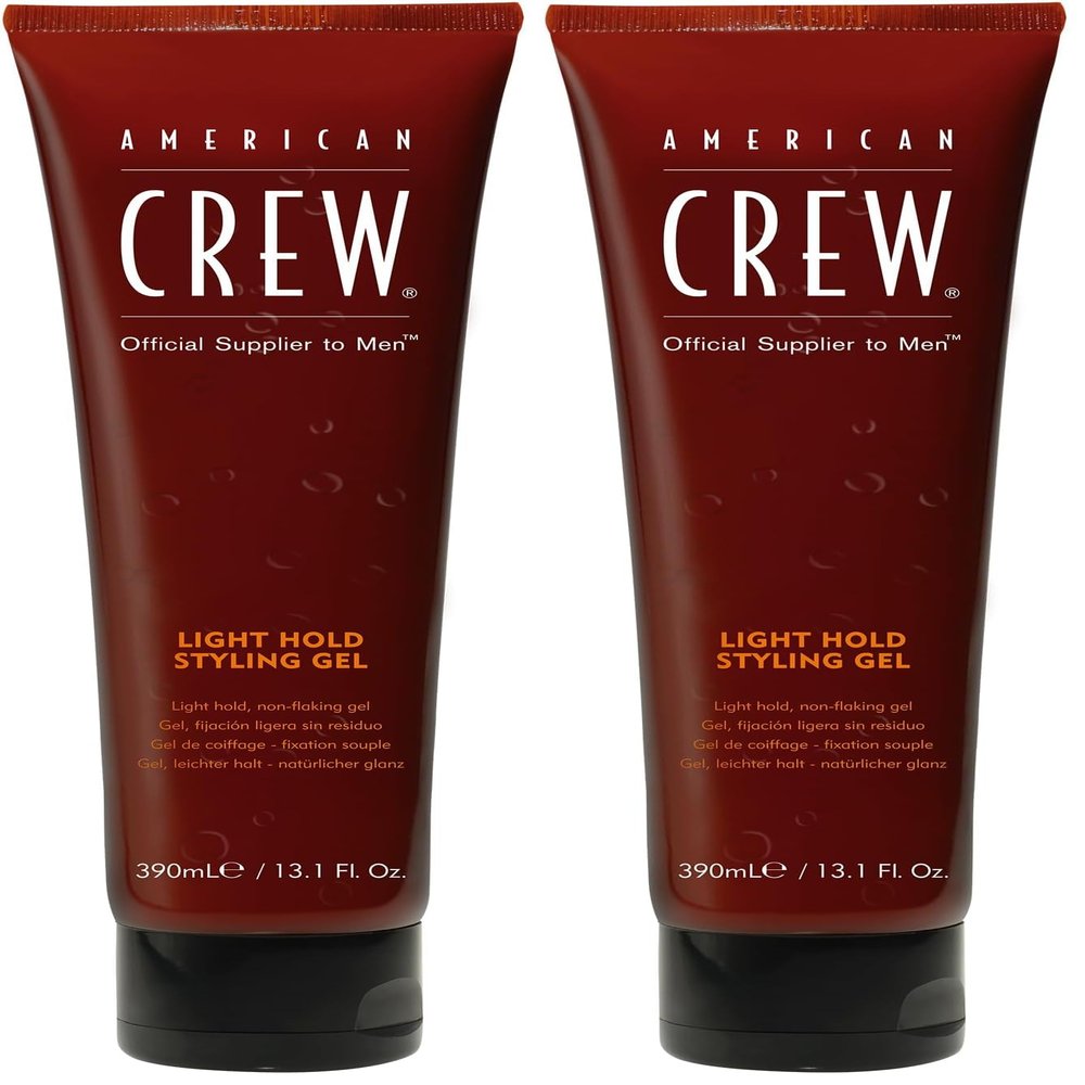 AMERICAN CREW Men's Hair Gel, Light Hold, Non-Flaking Styling Gel, 13.1 Fl Oz (Pack of 2)