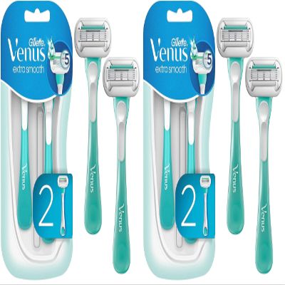 Gillette Venus Extra Smooth Sensitive Razor for Women | Disposable | For Sensitive Skin | 2 Count | Pack of 2