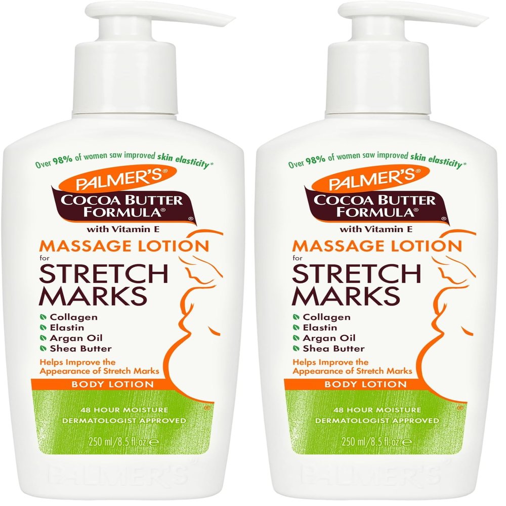 Palmer's Cocoa Butter Formula Massage Lotion with Collagen and Elastin | For Stretch Marks | Pregnancy Skin Care | With Argan Oil and Shea Butter | 8.5 oz Pack of 2