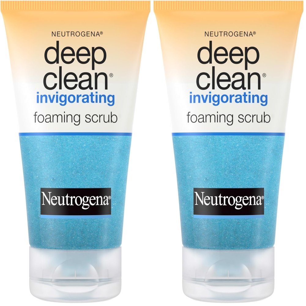 Neutrogena Deep Clean Invigorating Foaming Facial Scrub | Cooling Gel | With Glycerin | Removes Dirt & Oil | 4.2 fl. oz Pack of 2