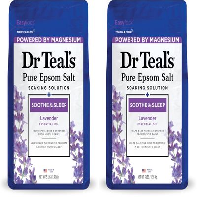 Dr Teal's Epsom Salt, Lavender, 3lbs, Pack of 2 | Soothe & Sleep | Soaking Solution
