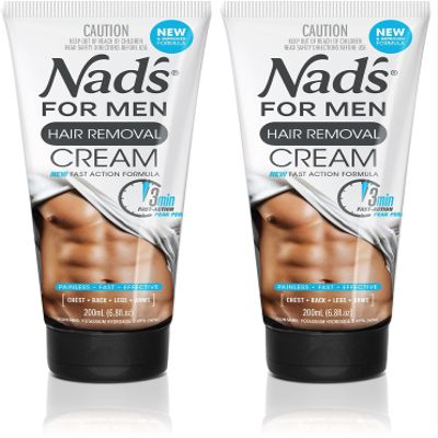 Nad's Men's Depilatory Cream for Coarse Hair | Body Hair Removal | Soothing Formula | 6.8 Oz | Pack of 2