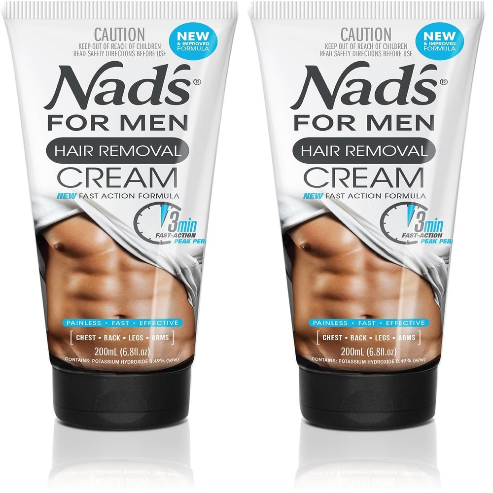 Nad's Men's Depilatory Cream for Coarse Hair | Body Hair Removal | Soothing Formula | 6.8 Oz | Pack of 2