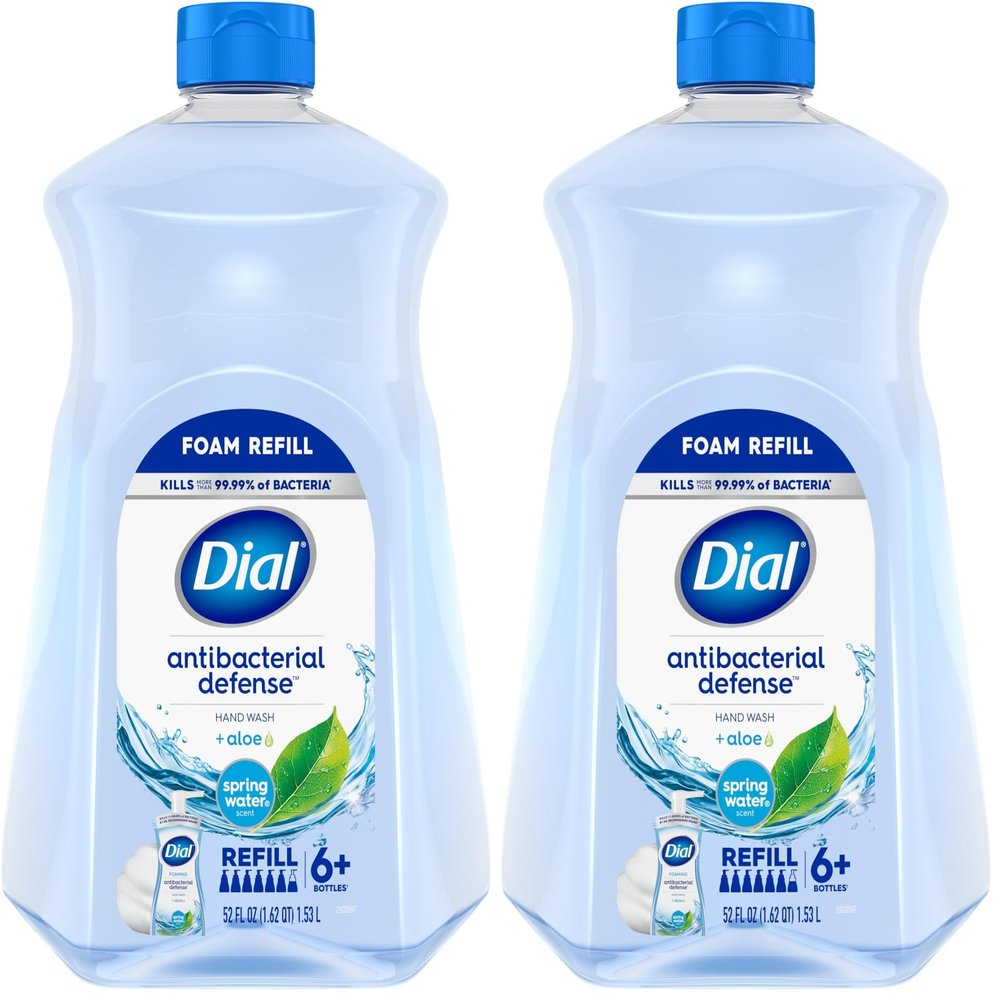 Dial Antibacterial Foaming Hand Soap Refill, Spring Water, 52 fl oz (Pack of 2)