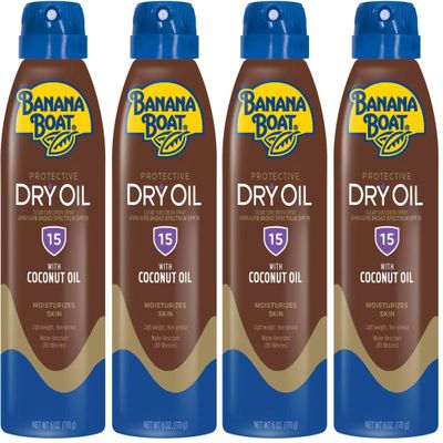 Banana Boat Protective Tanning Dry Oil Clear Spray Sunscreen SPF 15, 6oz | Tanning Sunscreen Spray, Banana Boat Dry Oil SPF 15, SPF Tanning Oil, Dry Tanning Oil Spray, 6oz each Twin Pack (Pack of 2)