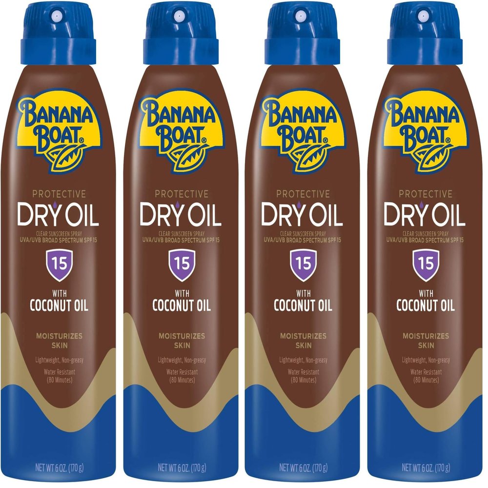 Banana Boat Protective Tanning Dry Oil Clear Spray Sunscreen SPF 15, 6oz | Tanning Sunscreen Spray, Banana Boat Dry Oil SPF 15, SPF Tanning Oil, Dry Tanning Oil Spray, 6oz each Twin Pack (Pack of 2)