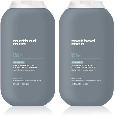 Method Men 2-in-1 Shampoo and Conditioner, Sea and Surf, Paraben and Phthalate Free, 14 fl oz, 1 Ct (Pack of 2)