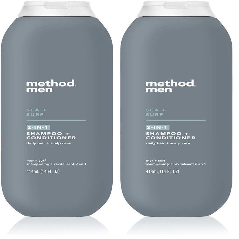 Method Men 2-in-1 Shampoo and Conditioner, Sea and Surf, Paraben and Phthalate Free, 14 fl oz, 1 Ct (Pack of 2)