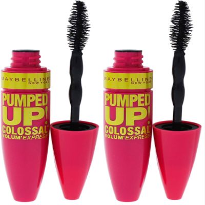 Maybelline Volum' Express Pumped Up Colossal Mascara, Washable Formula Infused with Collagen for Up To 16x Lash Volume, Glam Black, 1 Count (Pack of 2)