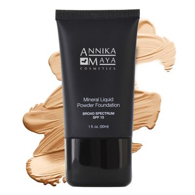 Annika Maya Mineral Foundation, Liquid to Powder Formula, Made in the USA (Light Nude: (Fair Light with Cool, Blue Undertone), 1 fl oz (30ml))