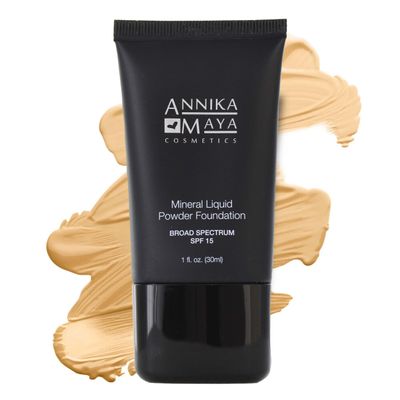 Annika Maya Mineral Foundation, Liquid to Powder Formula, Made in the USA (Vanilla Cream (Light with Warm, Yellow Undertones), 1 fl oz (30ml))