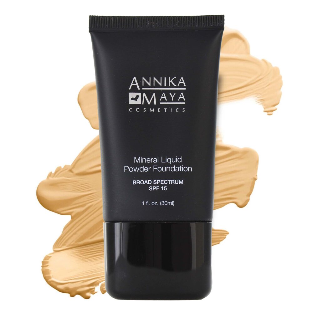 Annika Maya Mineral Foundation, Liquid to Powder Formula, Made in the USA (Vanilla Cream (Light with Warm, Yellow Undertones), 1 fl oz (30ml))