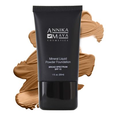 Annika Maya Mineral Foundation, Liquid to Powder Formula, Made in the USA (Warm Nude (Light Medium with Neutral Undertones), 1 fl oz (30ml))