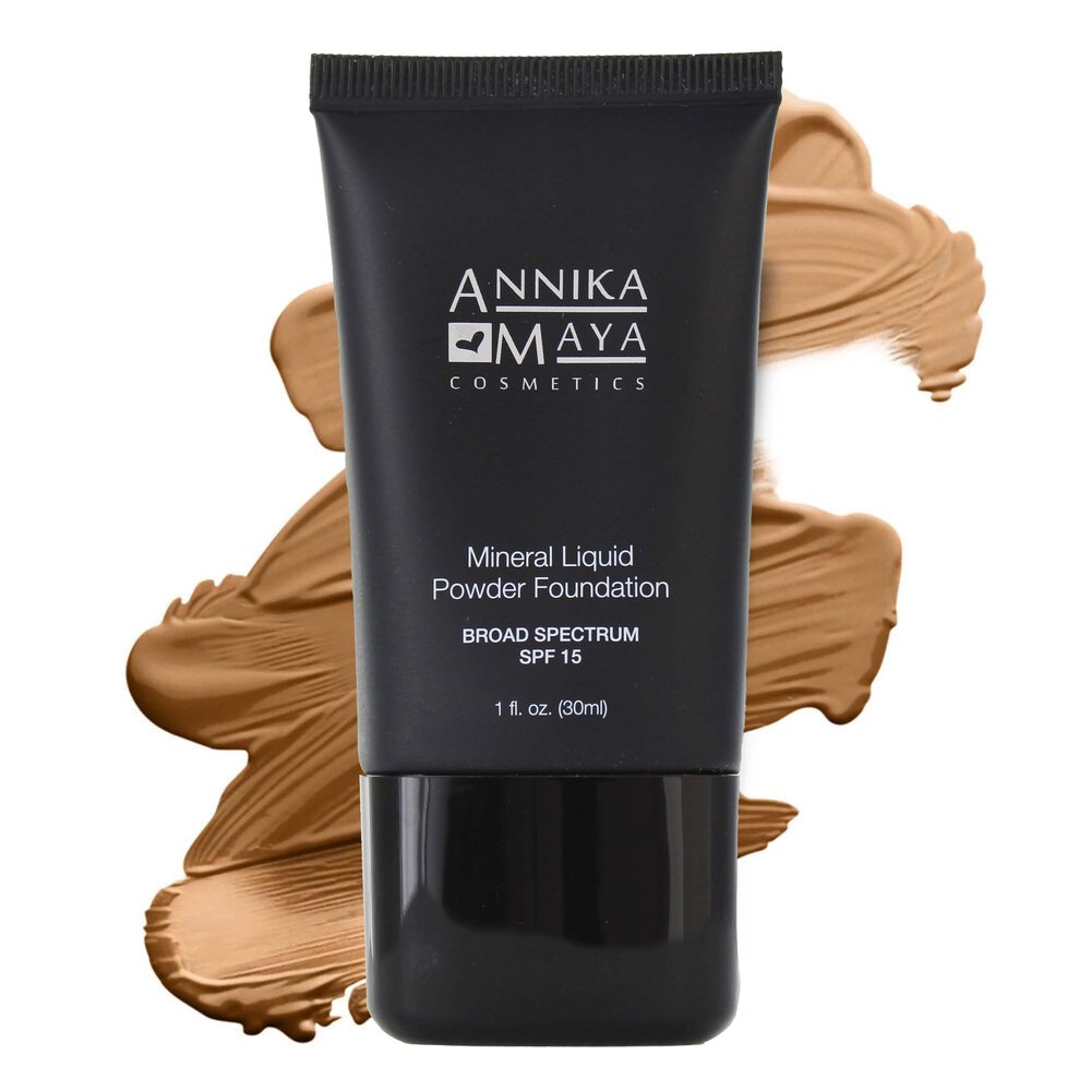 Annika Maya Mineral Foundation, Liquid to Powder Formula, Made in the USA (Warm Nude (Light Medium with Neutral Undertones), 1 fl oz (30ml))