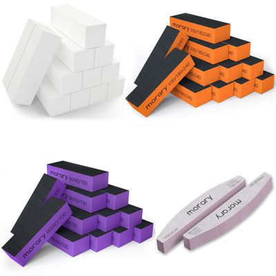 12-Pack, Nail Buffer Blocks (White) (Orange Black) (Purple Black) & Nail File 100/180 Grit Nail