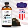 C CARE Castor Oil 100% Pure Organic Cold Pressed Unrefined Glass Bottle | USDA Certified Organic | Hexane Free Extra Virgin | For Hair Growth Eyebrows Eyelashes Skin and Castor Oil Pack Wrap view 2