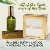 Eu'Genia Shea Face, Lip & Body Shea & Moringa 3-PC Gift Set  Hydrating Lip Balm, Nourishing Body Oil, 12oz Dermatological Shea Butter  Natural Skincare view 3