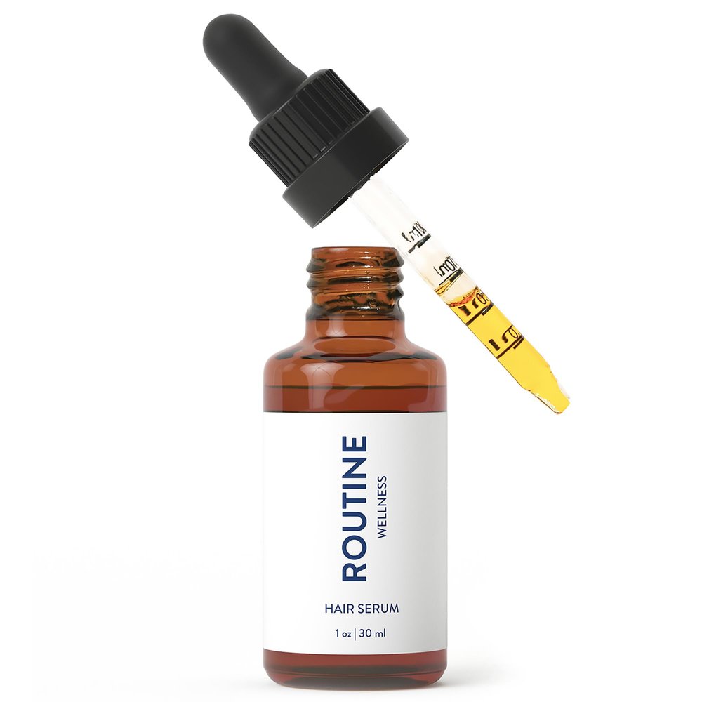 Routine Wellness Hair Treatment Serum for Thinning Hair - Plant-Based Rosemary, Tea Tree & Argan Oils Blend for Strength, Shine & Softer Hair - Clean Ingredients, All Hair Types - 30ml