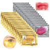 15 Pairs Collagen Crystal Eye Mask and 15 Pcs Collagen Crystal Lip Mask, Under Eye Patches and Lip Pads,Collagen Crystal Mask Set for Moisturizing, Reducing Fine Lines & Dark Circles (Gold and Pink) view 1