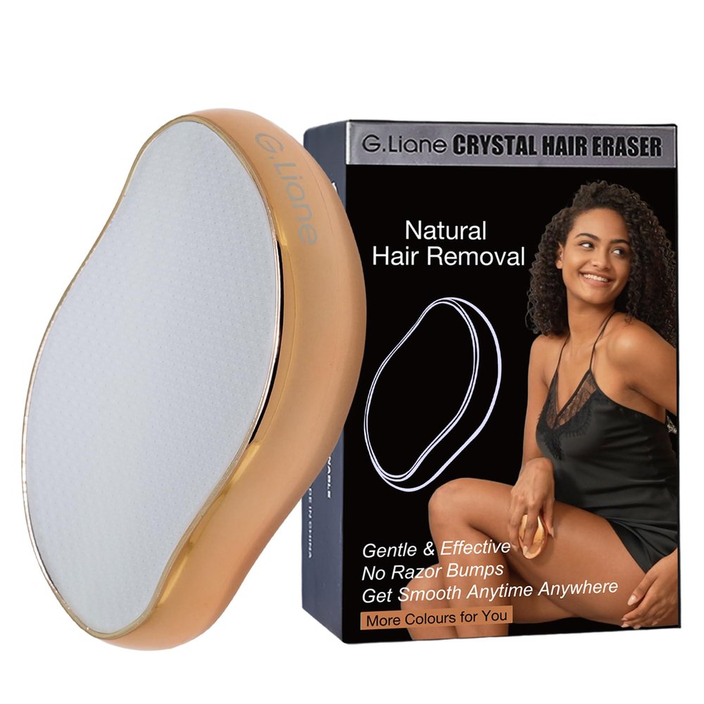 G.Liane Crystal Hair Eraser,Upgraded Painless Crystal Hair Remover,Effective Nano Glass Hair Removal Device and Skin Exfoliation,Body Epilator for Women and Men(Gold)