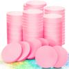 MotBach 60 PCS Pink Round Makeup Sponge, Cosmetic Sponge Round Foam Pad Eye Facial Powder Puff, Beauty Makeup Foundation Powder Blender for Women Lady All Skin Types Wet and Dry Dual Use view 1