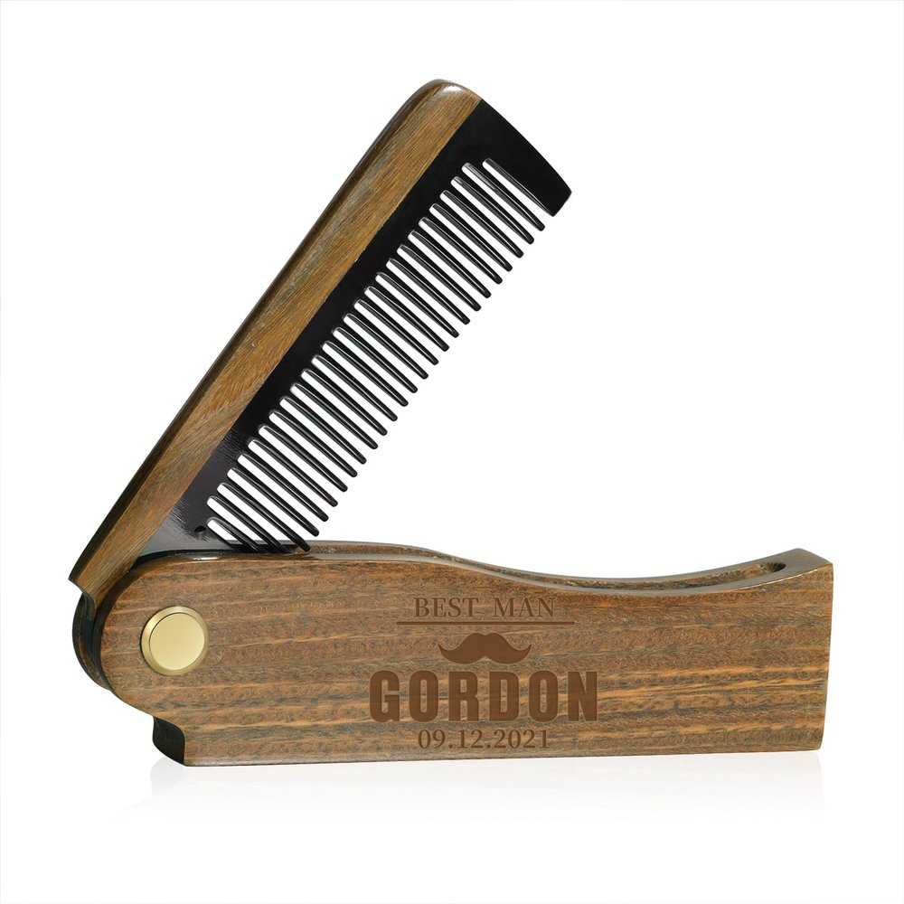 Father's Day Wooden Folding Comb: Customised Personalise Foldable Beard Comb For Dad