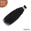 RLHAIR Wet and Wavy Human Braiding Hair Super Wave Bulk Human Hair For Braiding No Weft 100g (1Pack-4PCS) Super French Human Braiding Hair For Boho Braids (Super Wave#1b, 22 Inch) view 2