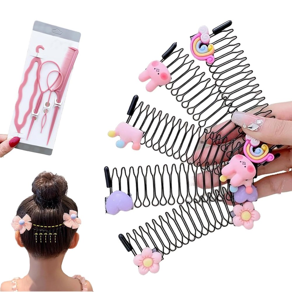 muliivevy U Shape Hair Finishing Fixer Comb Sets, Stretchable Hair Clips, U-Shaped Holder (5PCS)