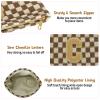 Aintmax Graduation Gifts for Her,3 Pieces Checkered Makeup Bag Personalized Initial Make Up Bag Cute Storage Pouch Travel Toiletry Cosmetic Bag Teacher Birthday Gifts for Women (Brown-C) view 3