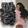 100% Human Hair PU Clip ins Extensions Body Wave Seamless Clip In Human Hair Extensions Brazilian Remy Hair Skin Weft Clip-on Hair Pieces 120g/set Natural Color (2 sets 240g, 18inch) view 1