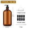 BPFY 4 Pack 32 oz Amber Glass Pump Bottles, Glass Dispenser Bottles with Pump, Boston Round Bottles with Pumps for Shampoo and Conditioner, Body Shower, Lotion, Soap, Massage Oils view 2