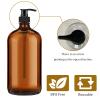 BPFY 4 Pack 32 oz Amber Glass Pump Bottles, Glass Dispenser Bottles with Pump, Boston Round Bottles with Pumps for Shampoo and Conditioner, Body Shower, Lotion, Soap, Massage Oils view 3