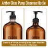 BPFY 4 Pack 32 oz Amber Glass Pump Bottles, Glass Dispenser Bottles with Pump, Boston Round Bottles with Pumps for Shampoo and Conditioner, Body Shower, Lotion, Soap, Massage Oils view 4