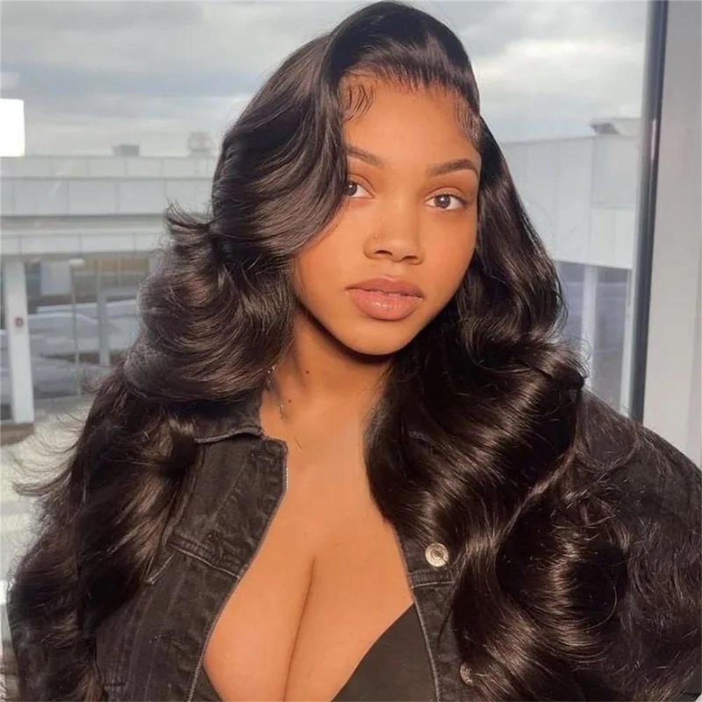 Mnjyihy Women's 13X6 HD Brazilian Human Hair Wig 150%-180% Density Body Wave Lace Frontal Wigs Human Hair Pre Plucked 13X6HD Lace Wig 32inches#180%