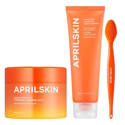 APRILSKIN Carrotene Double Cleansing Duo | Vegan | Blakcheads Remover | Non-comedogenic | Double Cleansing | Korean Skin Care | Kbeauty | Stocking Stuffers for Teen Girls