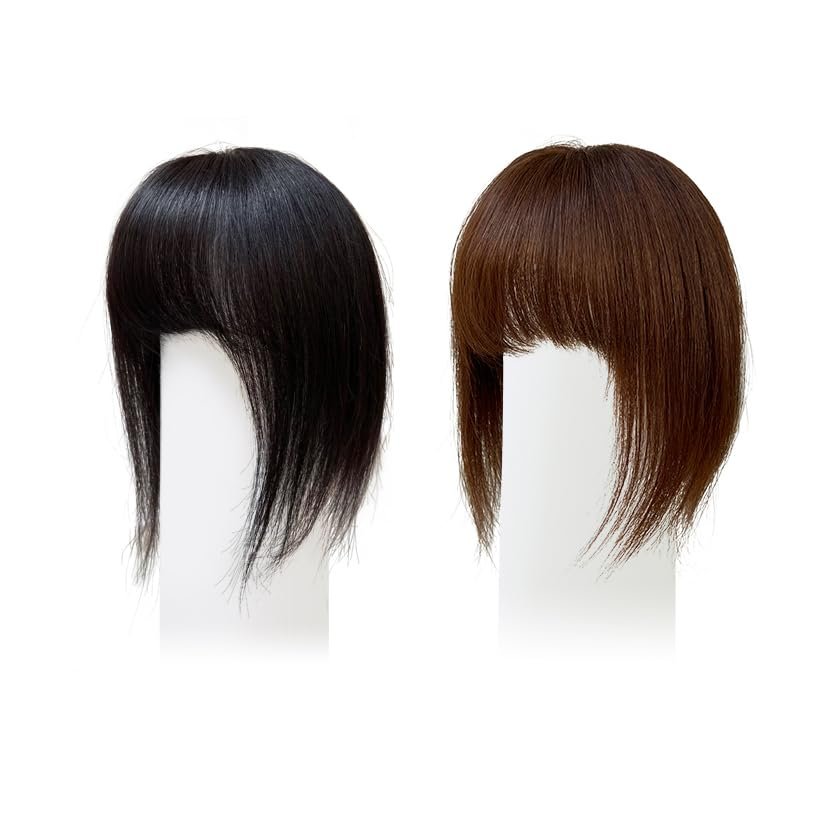10 * 12 Human Hair With Bangs Straight Cover White Hair for Woman One Piece Three Clips (Natural Black)