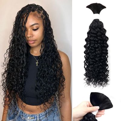 Liqusee Human Braiding Hair 100g One Bundle/Pack 28 Inch Natural Black Water Wave Curly Bulk Human Hair for Braiding No Weft 100% Unprocessed Brazilian Human Hair Braiding Hair for Boho Braids