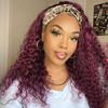 Bellarayine Headband Wig Human Hair Deep Wave Human Hair Headband Wig Glueless Curly Hair Human Hair Wigs None Lace Front Wigs for Black Women Human Hair (10inch,99J) view 2