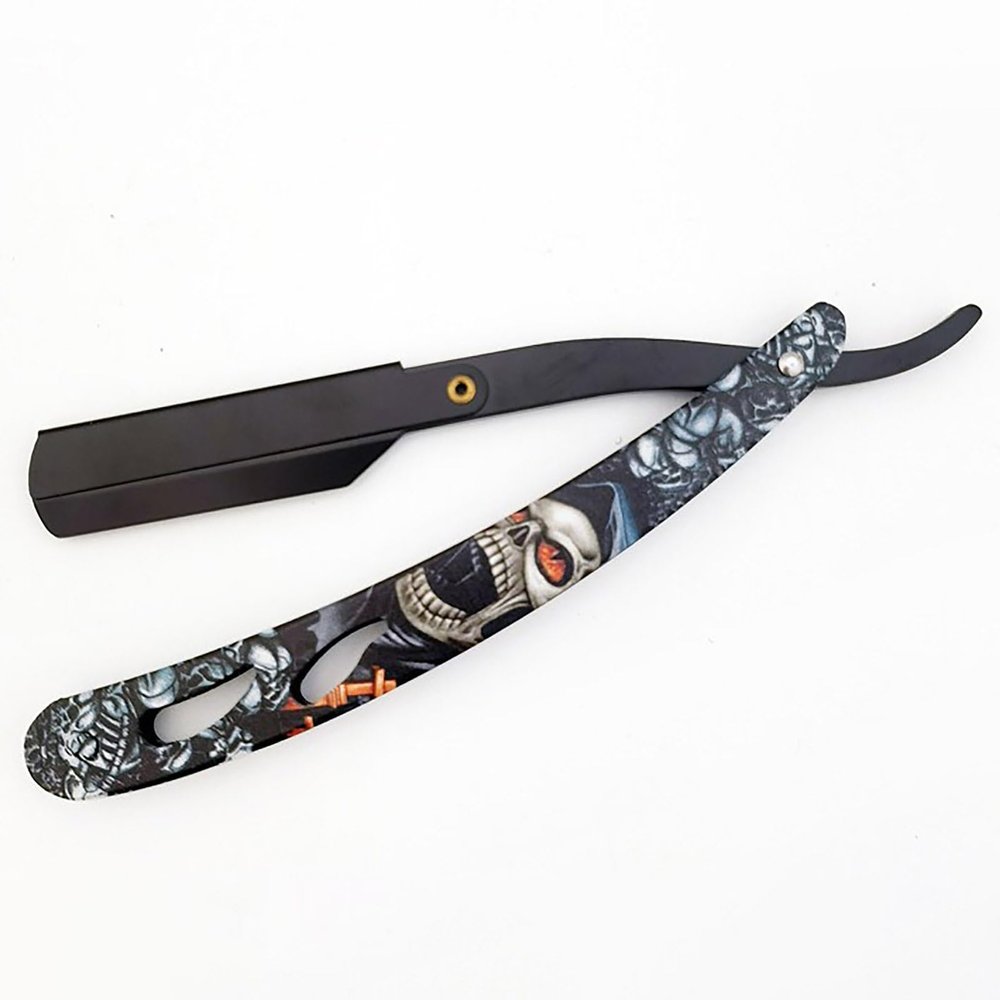 Ghost Shaving Knife Single Edge Dual Blade Razor Foldable Shaver SUS Black Hair Removal Beard Face Underarm Body Eyebrow Bikini Manual Shaving Straight Razors (Color : TD106MG3-20 Blades)