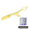 Ergonomic Handle Design Razors With Blades Beard Hair Removal Shaving Knife Manual Face Underarm Bikini Stainless Body Eyebrow Trimmers Barber Razors Moustache Beard Removal (Color : Gold-20 Blades) view 2