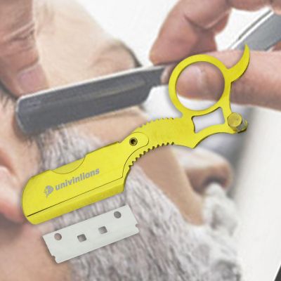 Gold Black Silver Gear Shaped Handle Design Razors With Blades Hair Removal Shaving Knife Beard Face Underarm Stainless Body Eyebrow Trimmers Barber Razors Moustache Beard Removal (Color : Gold-25 Bl