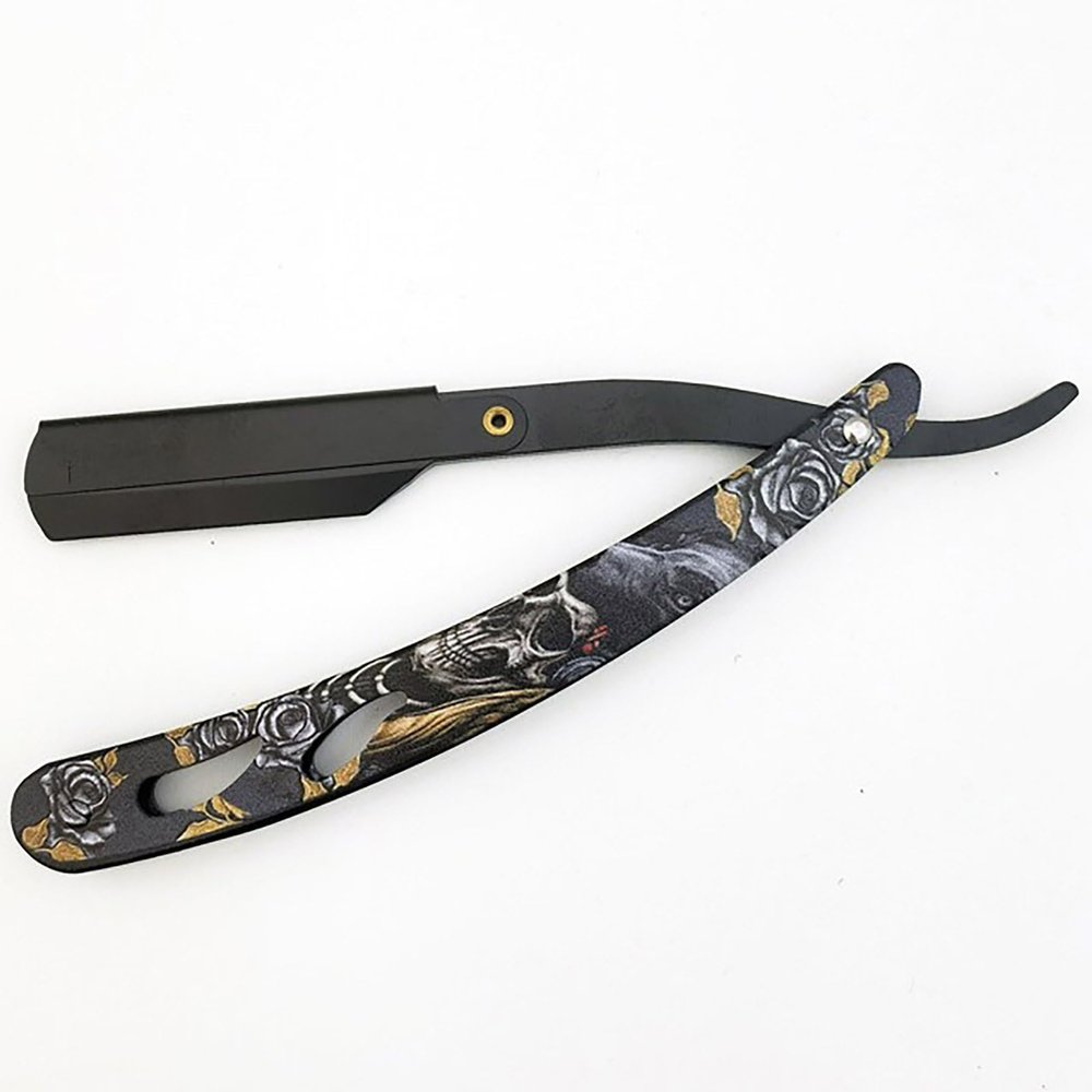 Ghost Shaving Knife Single Edge Dual Blade Razor Foldable Shaver SUS Black Hair Removal Beard Face Underarm Body Eyebrow Bikini Manual Shaving Straight Razors (Color : TD106MG4-20 Blades)