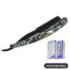 Ghost Shaving Knife Single Edge Dual Blade Razor Foldable Shaver SUS Black Hair Removal Beard Face Underarm Body Eyebrow Bikini Manual Shaving Straight Razors (Color : TD106MG4-20 Blades) view 2